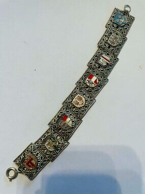 Vintage Austrian Enamel Coat of Arms Bracelet Travel Souvenir Austria